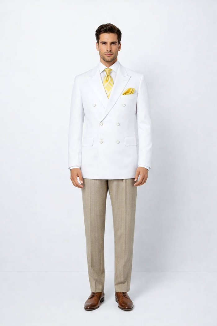 Classic Fit Men’s White Double Breasted Blazer | Formal & Occasion Wear