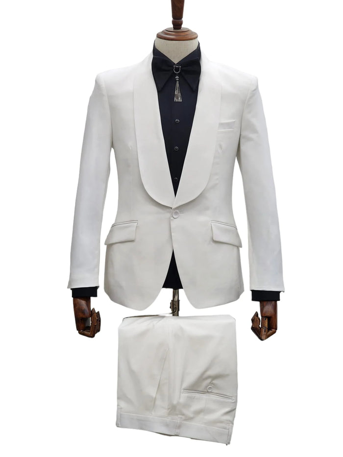 Ivory Tuxedo - Cream Wedding Suit  - Off White Groom 2Piece  Suit Groom different suit than groomsmen Groom different suit than groomsmen