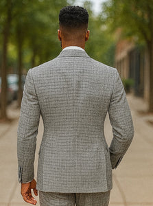 Double Breasted Suits - Vested Suits Wool Fabric  - Black Houndstooth Suit