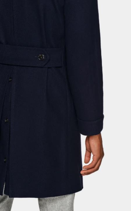 Double Breasted And Cashmere Overcoat - Navy 3/4 Length Car Coat