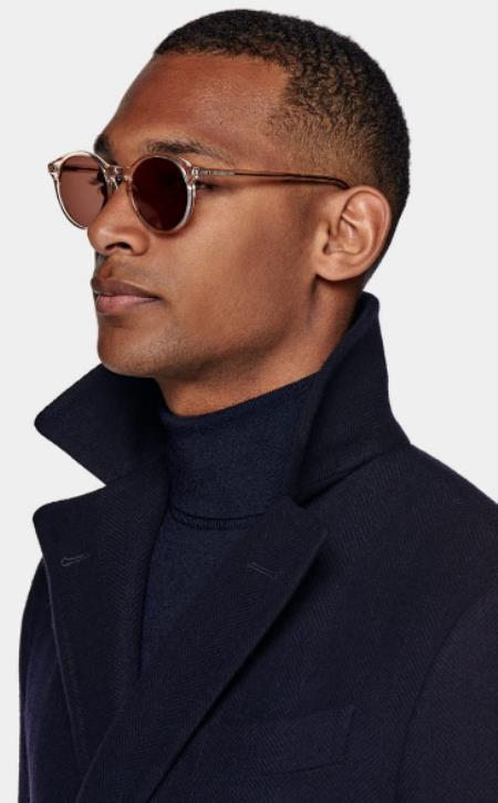 Double Breasted And Cashmere Overcoat - Navy 3/4 Length Car Coat