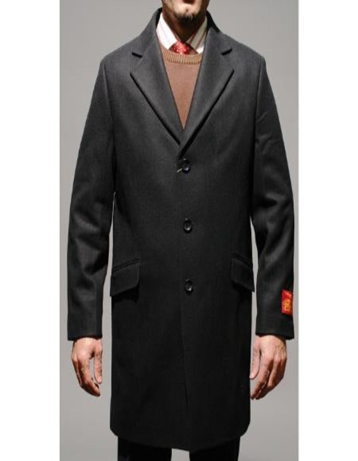 Mens Car Coat Three Quarters Length Men's Dress Coat Black Wool Men's Carcoat ~ Designer Men's Wool Men's Peacoat Sale Long Jacket