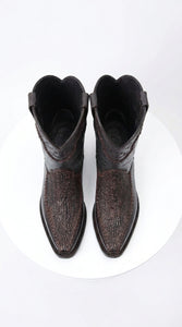 White Diamond Men’s Brown Shark Skin Cowboy Boots, Narrow Square Toe Western Dress Boots