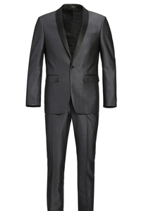 Designer Gray Prom Tuxedo - Grey Wedding   Suit Shawl Collar