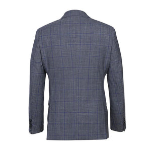 English Laundry 2-Piece Gray with Blue Windowpane Slim Fit Suit Wool Blend