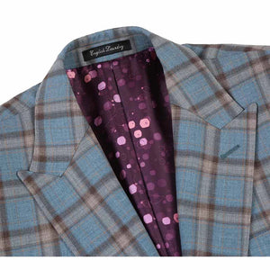 English Laundry 2-Piece Light Gray with Bronze Stereoscopic-Grid Slim Fit Suit Wool Blend