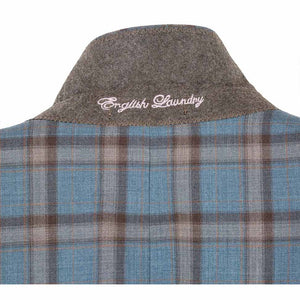 English Laundry 2-Piece Light Gray with Bronze Stereoscopic-Grid Slim Fit Suit Wool Blend