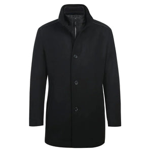 English Laundry Blue Tone-on-tone Glen Plaid Slim Fit Wool Blend Short Coat with Detachable Full Zipper