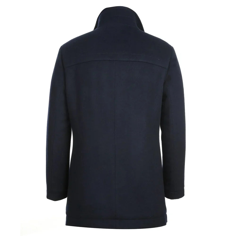 (40R) Slim Fit Wool Blend Navy Coat