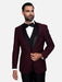 Statement Men's  Burgundy With Black  Lapel  Vested 100% Wool Tuxedo - Men's Tuxedo USA