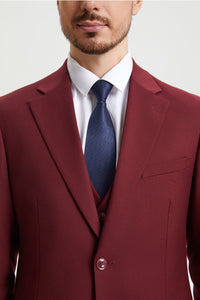 Men's Two Button Vested Stacy Adams Basic Designer Suit in Burgundy