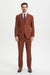 Men's Two Button Vested Stacy Adams Basic Designer Suit in Brown Rust