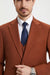 Men's Two Button Vested Stacy Adams Basic Designer Suit in Brown Rust