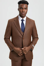 Brown Wedding Suit - Jacket + Pants - Brown Tuxedo - Brown Groomsmen Stacy Adam Suit - Men's Tuxedo USA