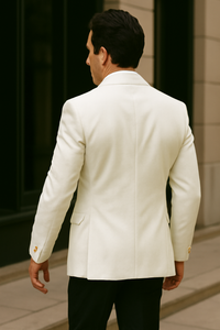 Ivory Double Breasted Dinner Jacket - Cream Dinner Jacket - Off White Color With Gold Buttons