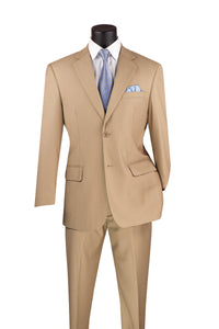 Nola Collection - Light Beige Regular Fit 2 Piece Suit Flat Front Pants with 2″ Elastic Waistband
