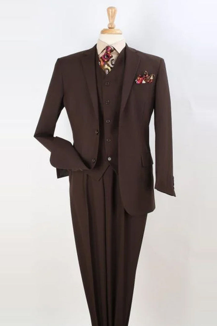 Apollo King Brown Classic Fit Pleated Pant Suit