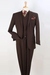 Apollo King Brown Classic Fit Pleated Pant Suit