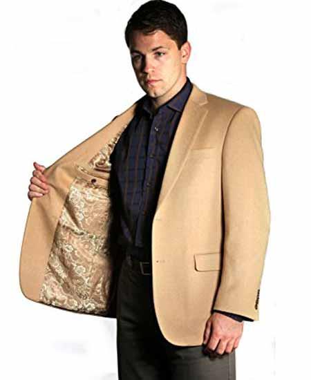 Men's 2 Button Camel's Hair Vent Sport Coat Sport Coat Online Discount Fashion Sale