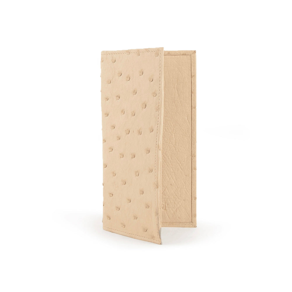 Full Ostrich Quill Checkbook Holder in White