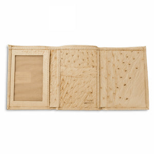 Mens Smooth Ostrich Trifold Wallet in White