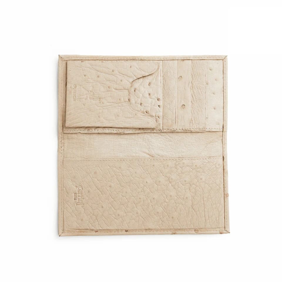 Ferrini Smooth Ostrich Checkbook Winter White