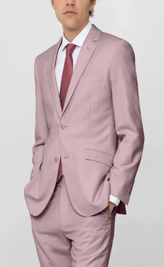 Mens Rose Notched Lapel Flat Front Pant Suit Slim Fit