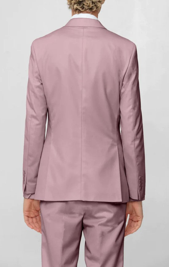 Mens Rose Notched Lapel Flat Front Pant Suit Slim Fit