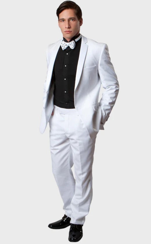 Big and Tall Tuxedo - White Notch Lapel Modern Fit Tuxedo