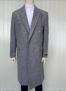 Mens Cashmere Blend Grey Coat Full Length - Cashmere Overcoat
