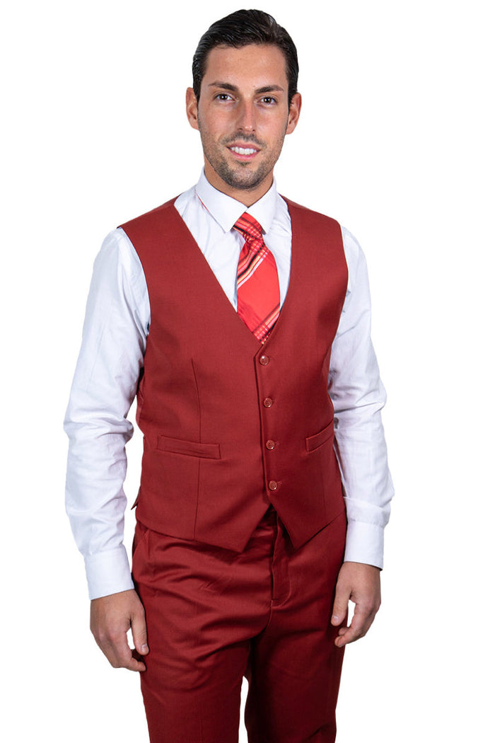 Revised product title: Stacy Adams Men's 2-Btn Vested Basic Brick Suit.