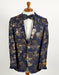 Mens 2 Button Navy Blue & Gold Foil Floral Paisley Prom & Wedding Blazer - Men's Tuxedo USA