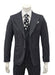 Black Pinstripe Slim Fit 3-Piece Suit — front view