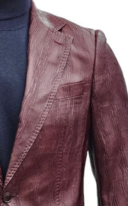 Mens One Button Notch Lapel Suit Burgundy