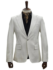 Mens 1 Button Slim Fit Leather Suit Bone
