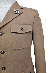 Mens Giovanni Testi Beige 2-Piece Suit – Slim Fit 4-Button Blazer with Patch Pockets