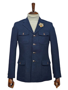 Mens Giovanni Testi 2 Piece Slim Fit Suit in Dark Blue – Classic 4 Button Notch Lapel Dress Suit