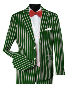 1920s Mens Vested Bold Gangster Pinstripe Suit in Green