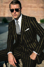 Mens  Black Chalk Pinstripe Gangster suit - 1920s suit - Mobster Suit - Men's Tuxedo USA