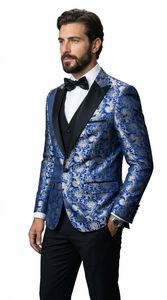 Single Breasted Peak Label Royal Blue ~ Indigo ~ Bright Blue Tuxedo Suit
