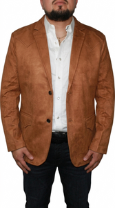 Men's Suede Cowboy Blazer Ultra Slim Fit LAM-510 in Color Camel