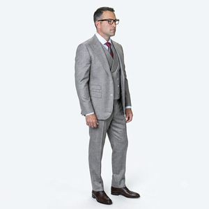 Mens Ticket Pocket Peak Lapel Double breasted Vest 100% Wool Tom Ford Style Modern Fit in Color "Grey" By Statement