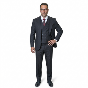 Mens Ticket Pocket Peak Lapel Double breasted Vest 100% Wool Tom Ford Style Modern Fit in Color "Black" By Statement