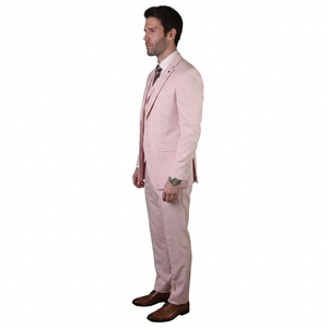 Mens Ticket Pocket Peak Lapel Double breasted Vest 100% Wool Tom Ford Style Modern Fit in Color "Pink" By Statement