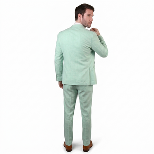 Mens Ticket Pocket Peak Lapel Double breasted Vest 100% Wool Tom Ford Style Modern Fit in Color "Mint" By Statement