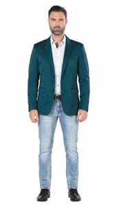 Mens Cowboy Blazer - Western Jacket in Color "Teal" Ultra Slim Fitted (Buy 1 Size UP)