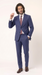 Statement Men's Modern Fit 2 Piece 100% Super 200 Wool Suit Peak Lapel in Navy - image 3