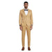 2024 Floral Mens 3PC Suit w/ Double Breasted Vest by Tazzio, Golden - Men's Tuxedo USA