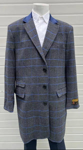 Mens Plaid Overcoat - Plaid And Cashmere Topcoats - Gray Carcoat