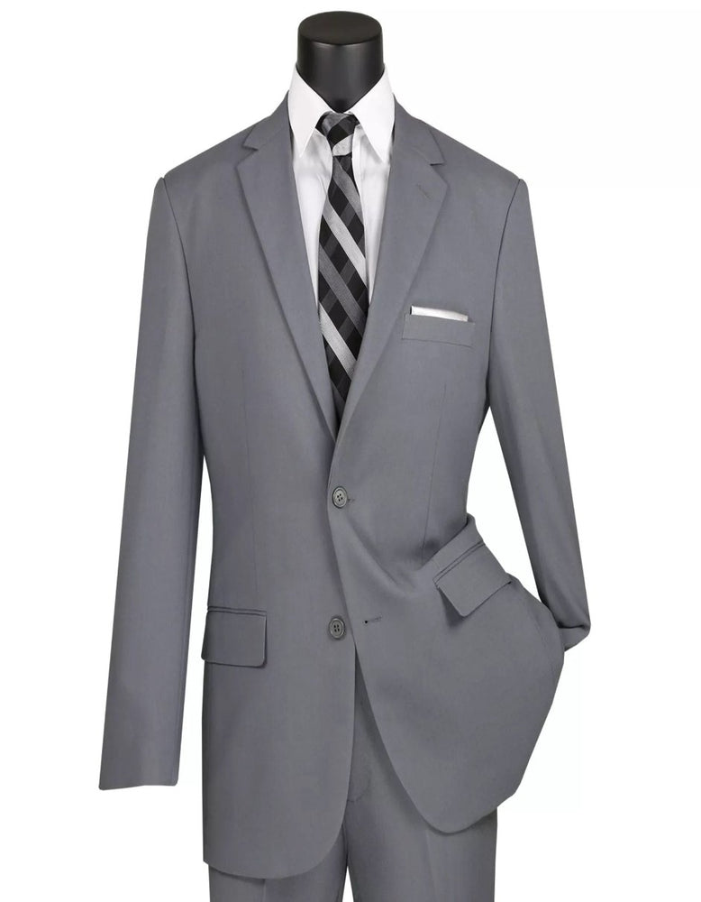 Mens Big and Tall Gray Two Button Classic Fit Polyester Suit